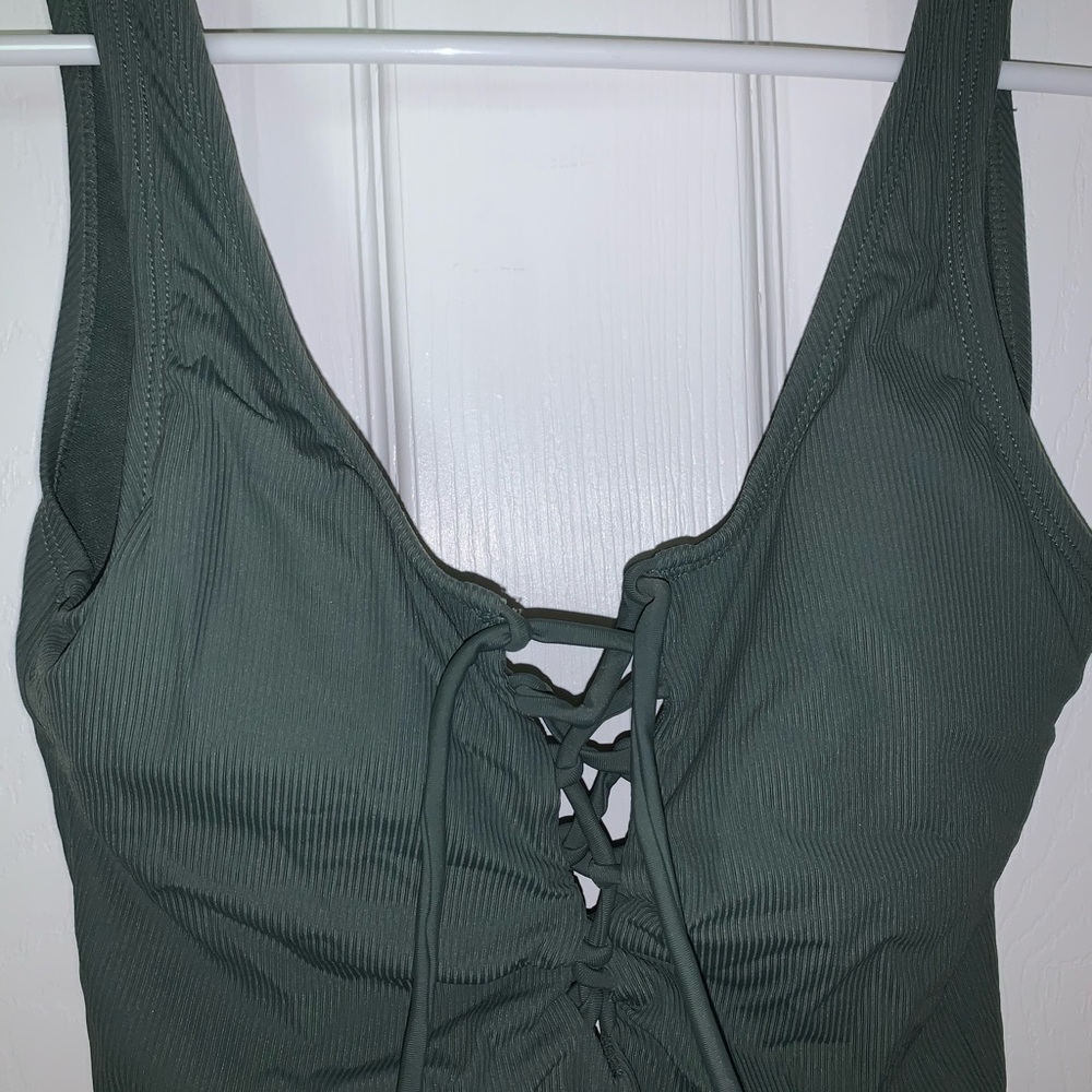 Army green one piece swimsuit